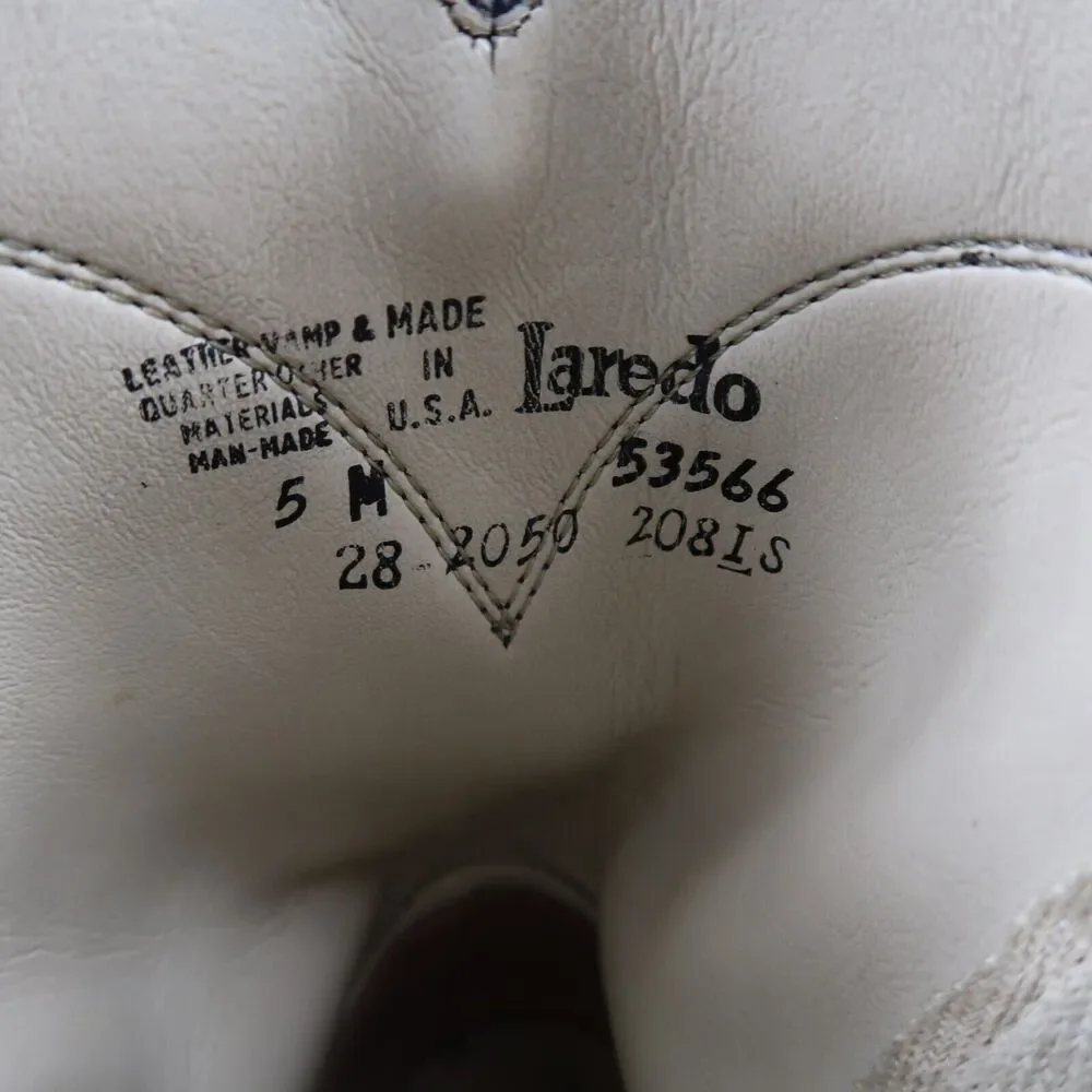 Laredo Boots Kids 5 Western Cowboy Roper Vintage Leather Black Round Toe Classic